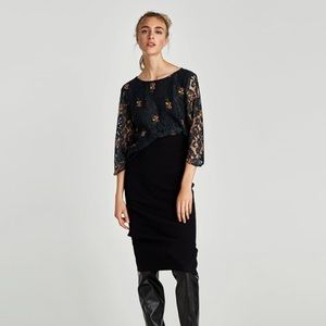 NWT Zara Lace Top with Floral Embroidery Small